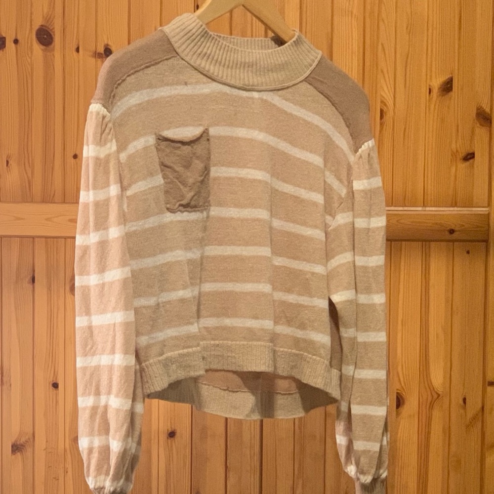 Tan striped Free People light sweater!!